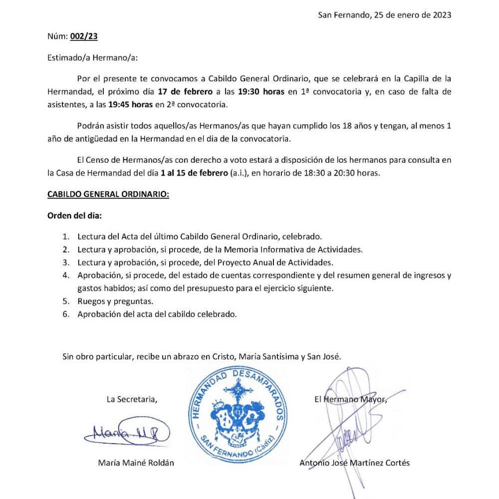 CABILDO ORDINARIO